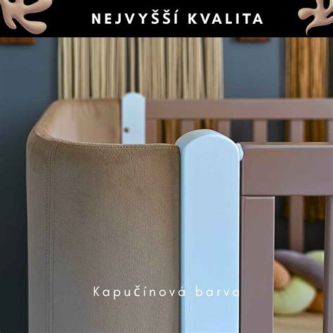 Koláž různých typů dětských postýlek: klasická, rostoucí, cestovní, kolébka
