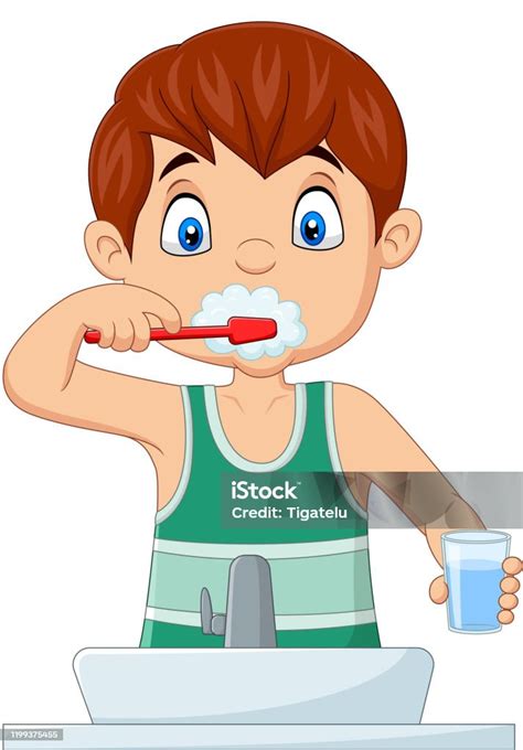 ilustrace správného čištění prvních zoubků dětským kartáčkem