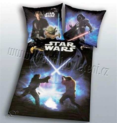 Obrázek s motivem Star Wars na povlečení a druhá strana s odlišným vzorem