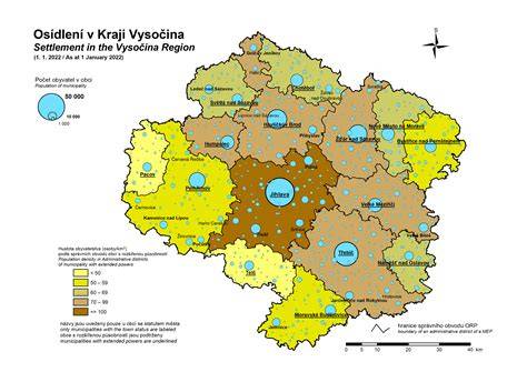 Mapa regionu Vysočina s vyznačenými vyjíždějícími základnami záchranné služby