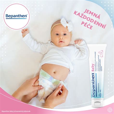Infografika ukazující složení Bepanthen Baby a jeho účinky na pokožku