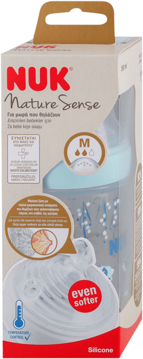 Schéma ukazující funkci indikátoru kontroly teploty na lahvičce NUK Nature Sense