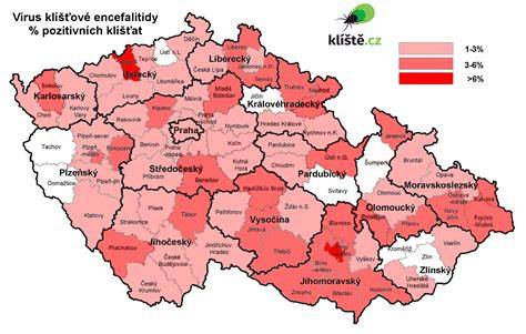 Mapa rizikových oblastí s výskytem klíšťat
