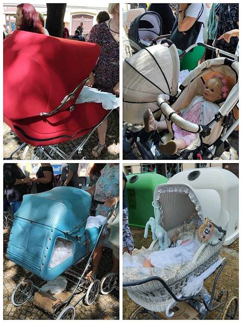 Ilustrace dobových kočárků s různými typy korbiček a koleček.