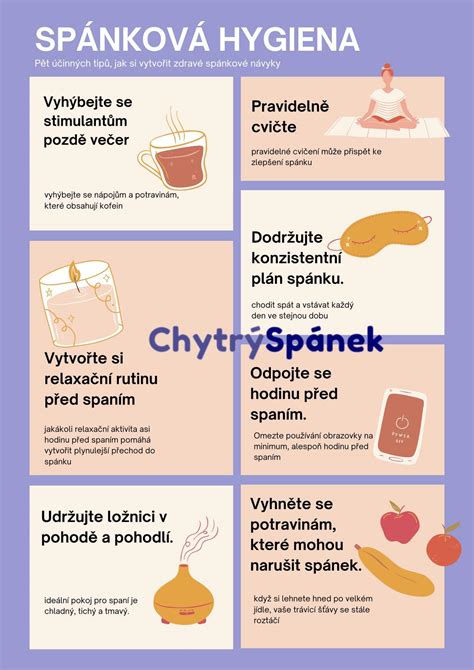 infografika s tipy pro zlepšení spánkové hygieny