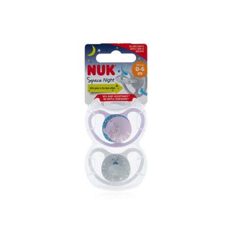 Obrázek srovnání tvarů dudlíků NUK Space, NUK Star a NUK Night