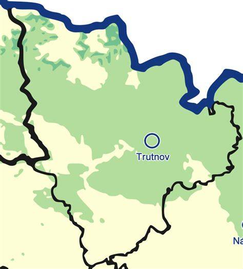 Mapa regionu Počátky a okolí, kde se odehrává děj seriálu