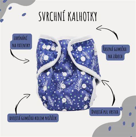 Schema systémů látkových plen (AIO, 2x plenky, svrchní kalhotky)