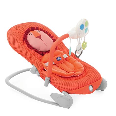 Schéma multifunkčního houpátka Chicco Balloon s vyobrazením polohovatelné opěrky zad, vibrační funkce a odnímatelné hrazdičky s elektronickým panelem