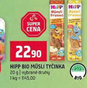 Různé druhy HiPP kaší a müsli